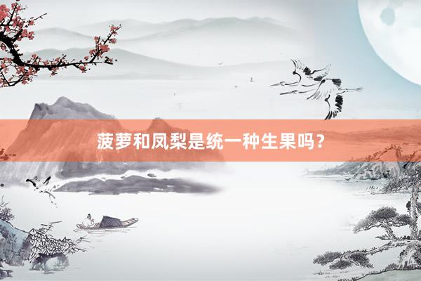 菠萝和凤梨是统一种生果吗？